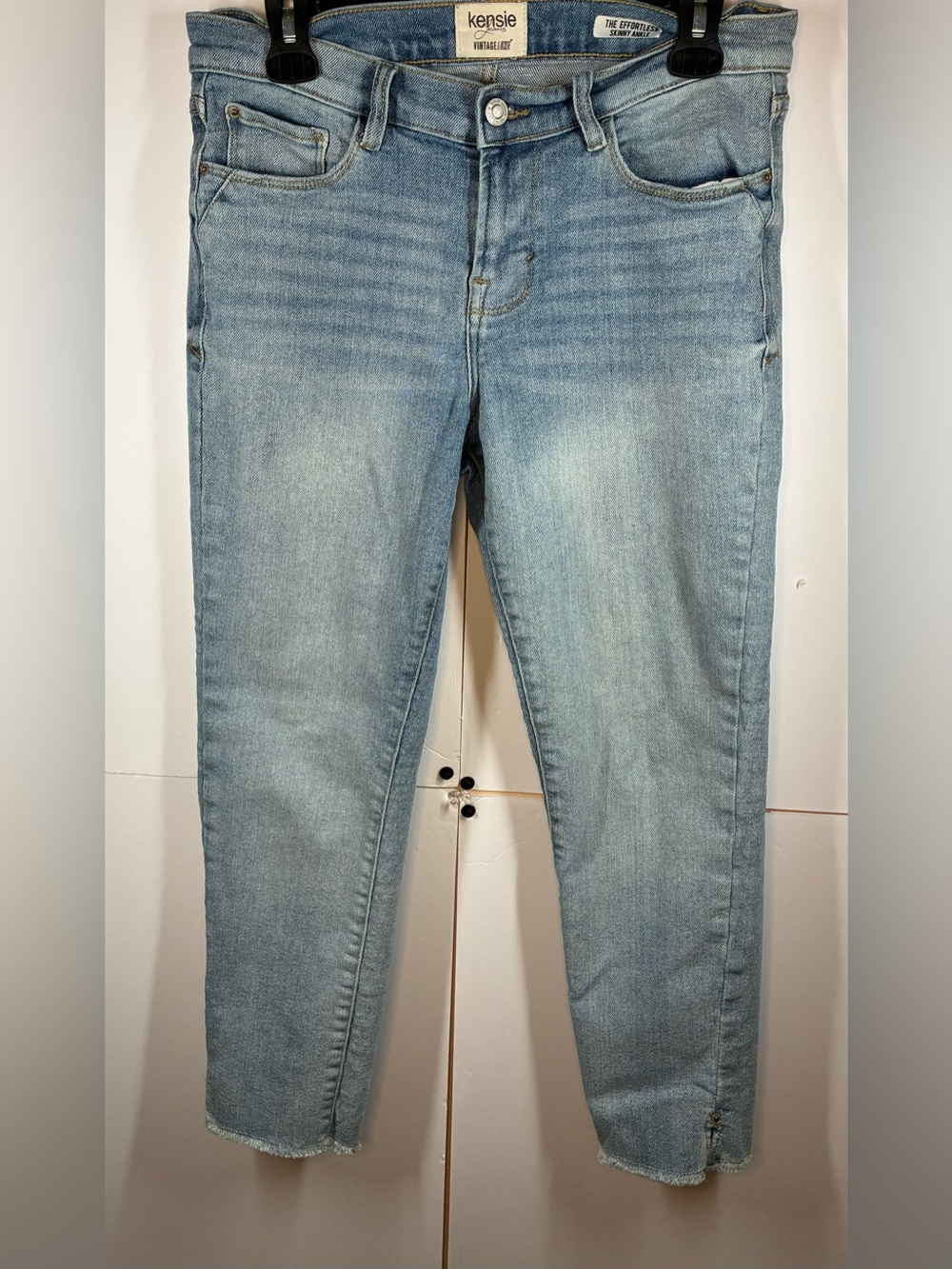 Kensie Jeans The Effortless Skinny Ankle Jeans Raw Hem Side Slit Size 6/28